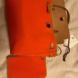 Hermes Vibrant Orange Tote with Pouch